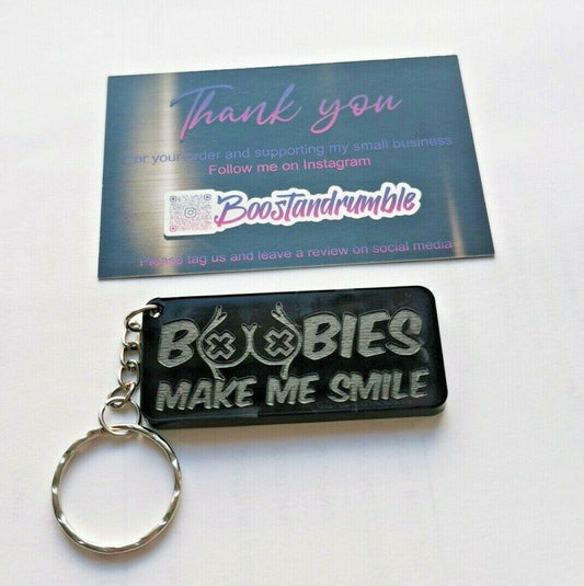 BOOBIES MAKE ME SMILE Keyring - Boost And Rumble